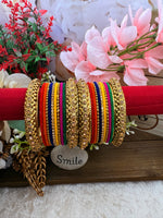 Load image into Gallery viewer, Multicolor velvet bangles with stone Kada