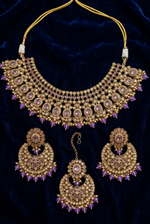 Load image into Gallery viewer, Meher lavender high quality polki Necklace set