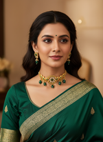 Load image into Gallery viewer, Aparna Matte Gold Temple Jewerly set