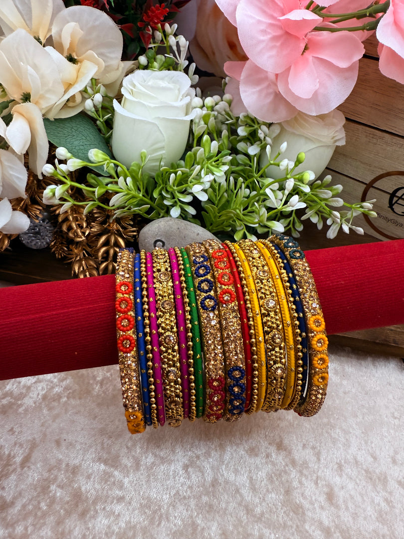 Multicolour Gold Metal Bangles