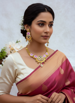 Load image into Gallery viewer, Matte gold choker set with earring
