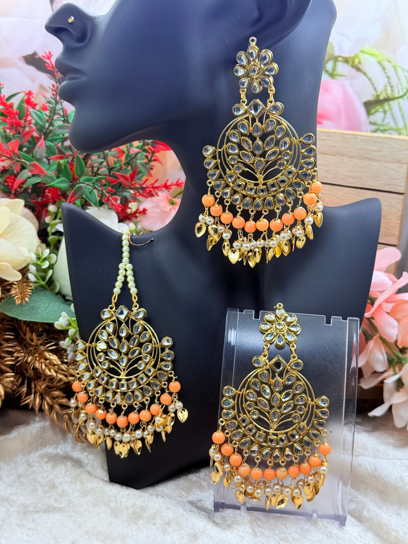 Suhani Leaf Drop Tikka Earring Set