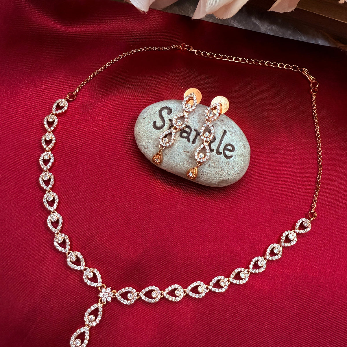 Marian American Diamond Roaegold Necklace set – Affinity Giya