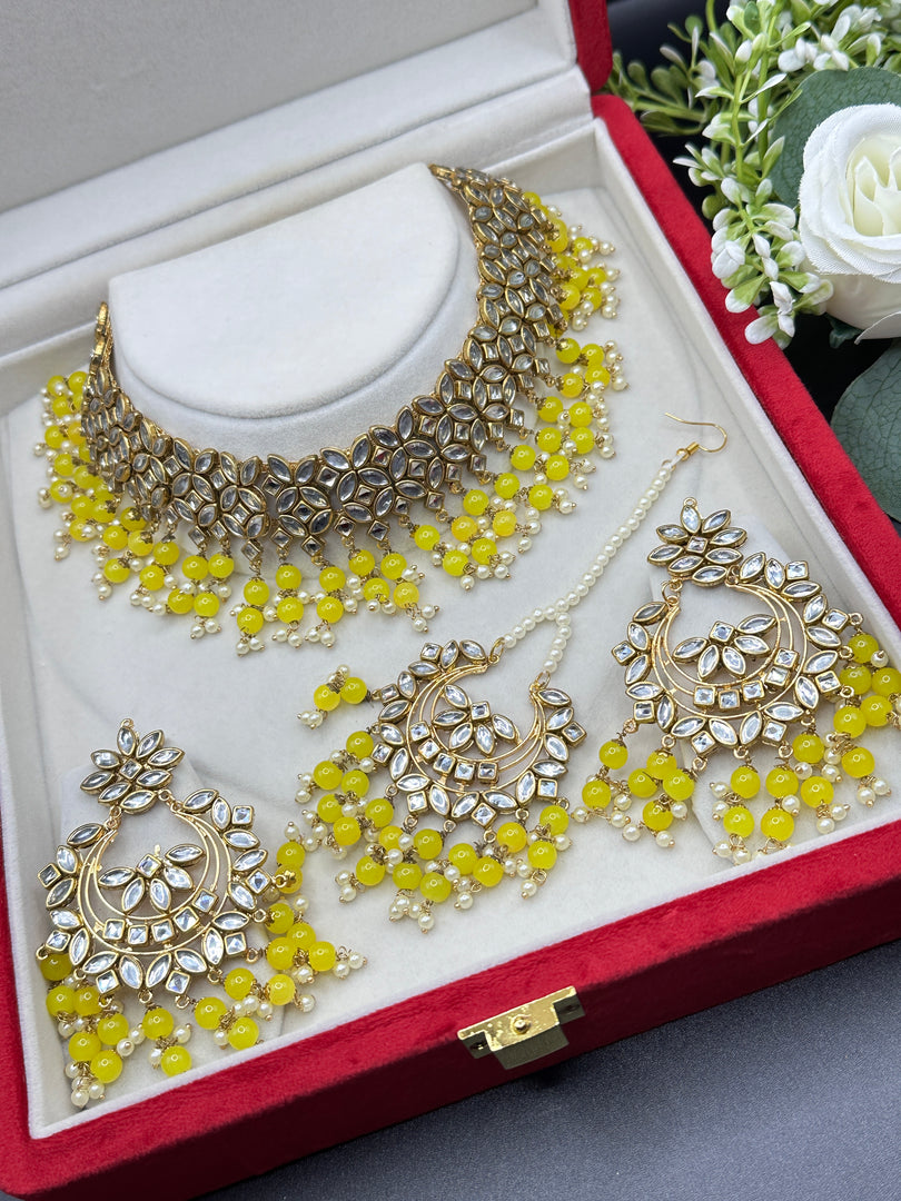 Meera Crystal Kundan Pearl Drop Choker Set