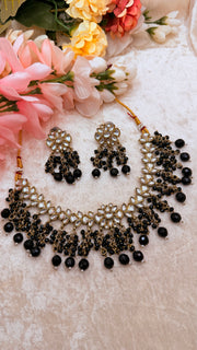 Black Kundan choker set with earrings
