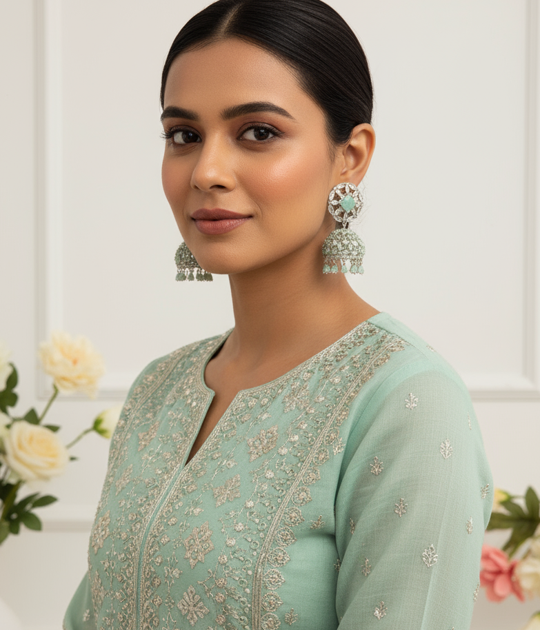 Mint Green AD Jhumki