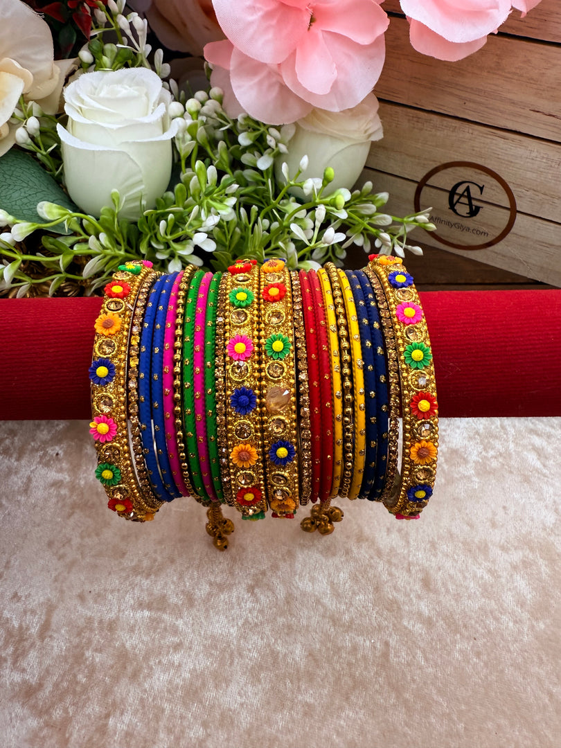 Multicolor charm bangles
