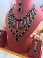 Load image into Gallery viewer, Shuvangi AD emerald Green silver set