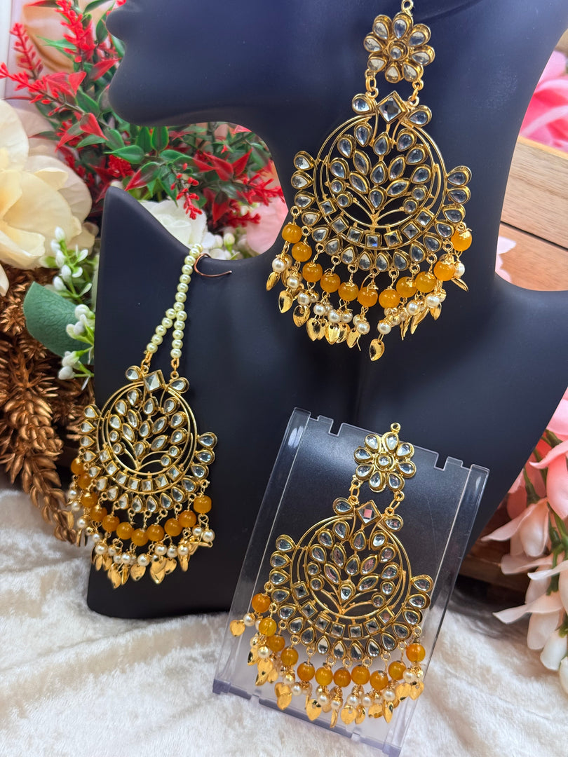 Suhani Leaf Drop Tikka Earring Set