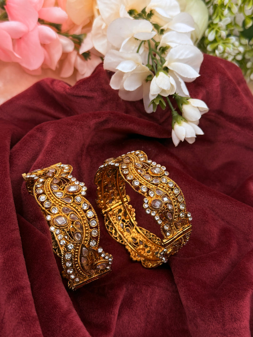 Golden polki Openable Kada (PAIR)