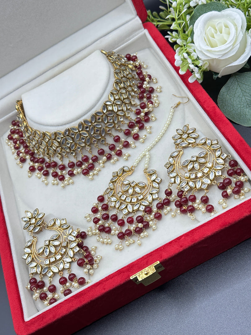 Meera Crystal Kundan Pearl Drop Choker Set