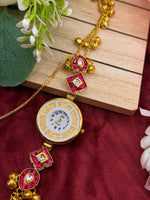 Load image into Gallery viewer, Kashmiri Adjustable size kundan Watches with Hanging bells
