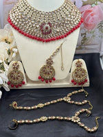 Load image into Gallery viewer, Jannat Hot Pink Gold Bridal Set
