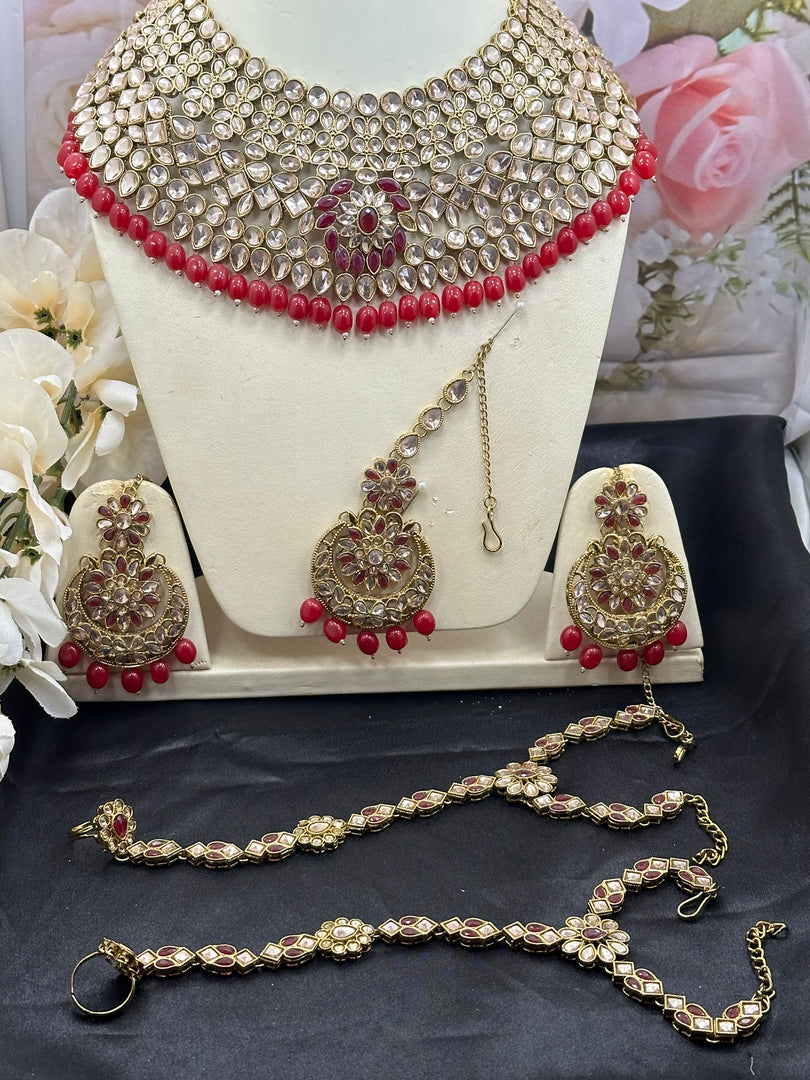 Jannat Hot Pink Gold Bridal Set