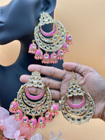 Load image into Gallery viewer, Kundan Drop Jhumki Tikka Earring Set
