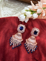 Load image into Gallery viewer, Stefani AD navy blue RoseGold Earring
