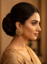 Load image into Gallery viewer, Polki golden Oversized Studs
