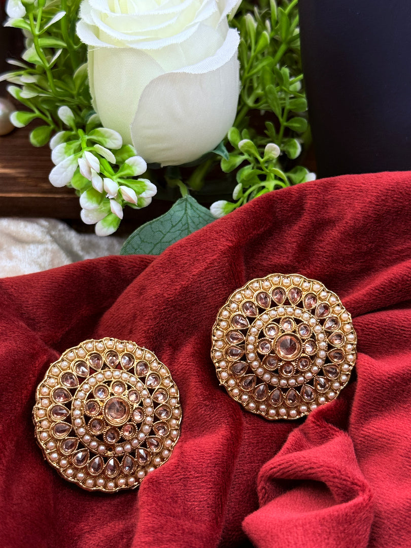 Polki golden Oversized Studs