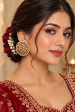 Load image into Gallery viewer, Polki golden Oversized Studs