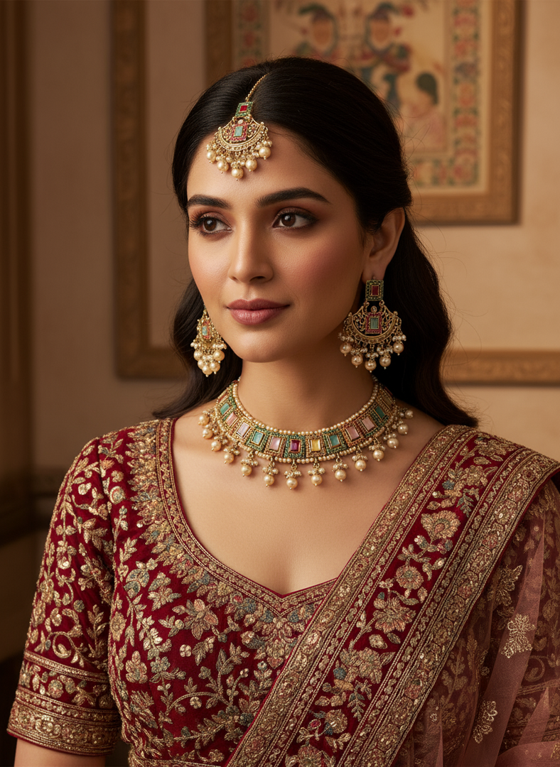 Malvika Elegant Polki Indian Choker Set