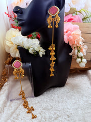 Baby Pink Kashmiri earrings high quality In Brass gold plated