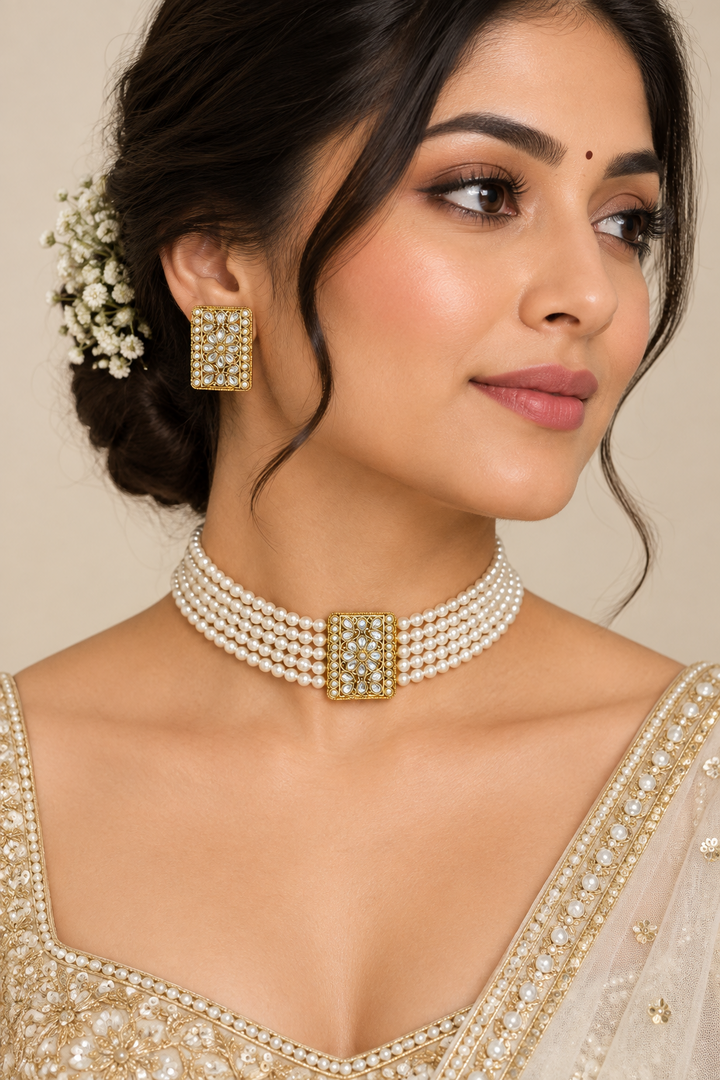 Kundan pearl choker set