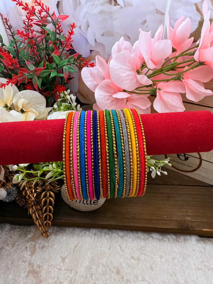 Multi Color Velvet Bangles – Affinity Giya - Main Image
