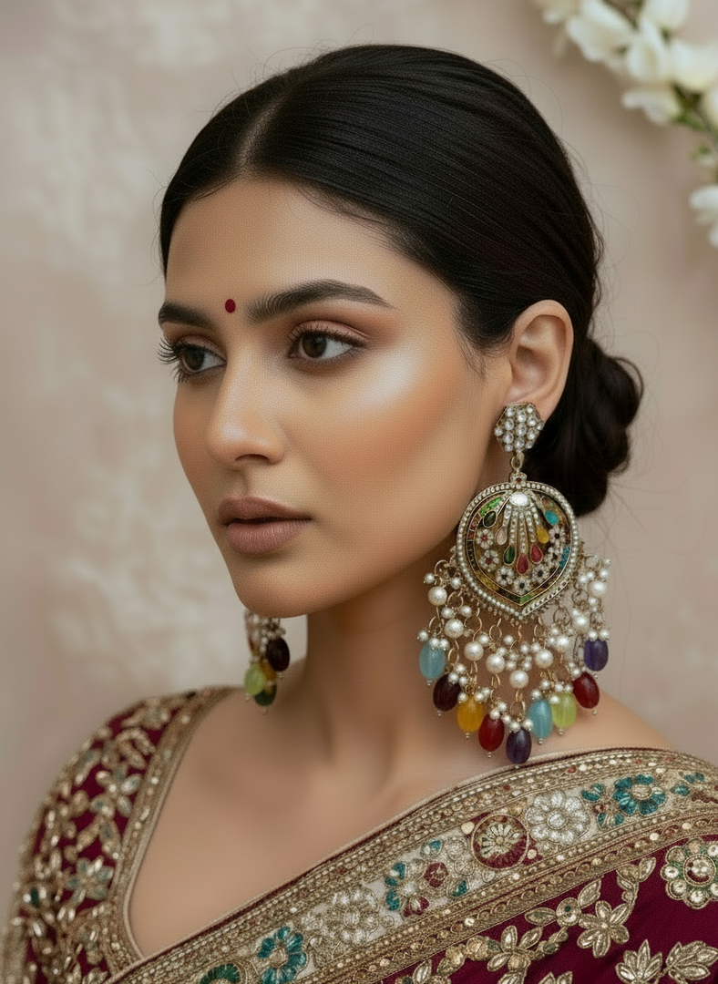 Multi color Kundan earring