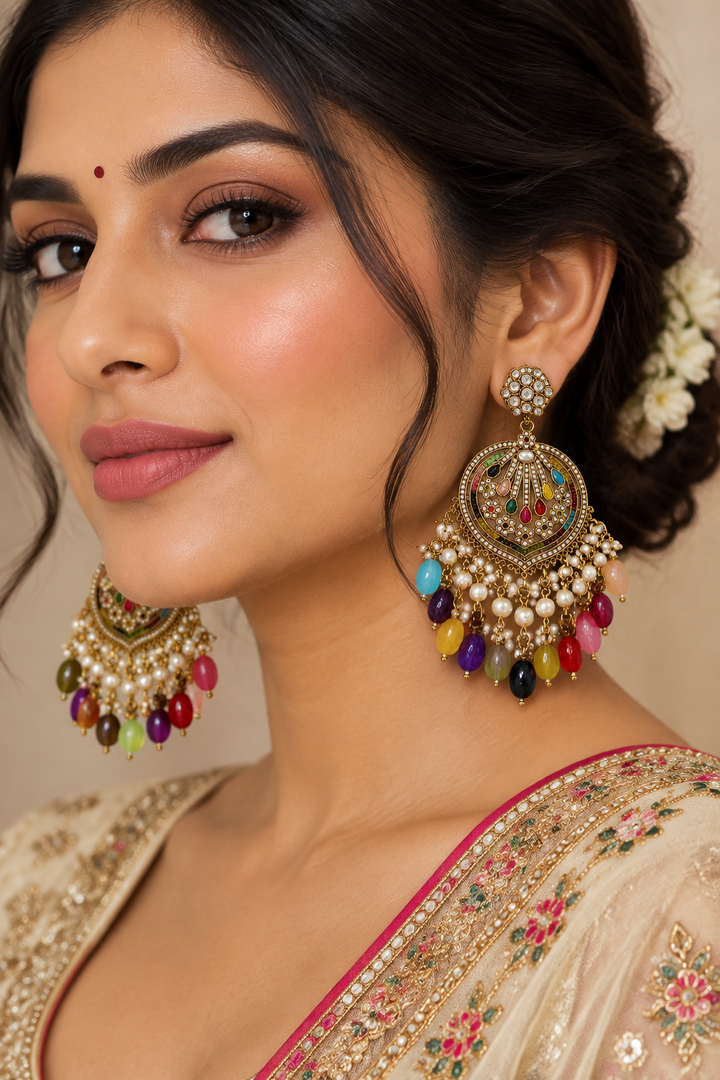 Multi color Kundan earring