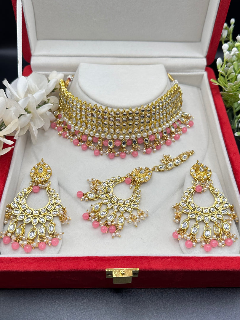 Palak Kundan jewelry Indian Choker Set