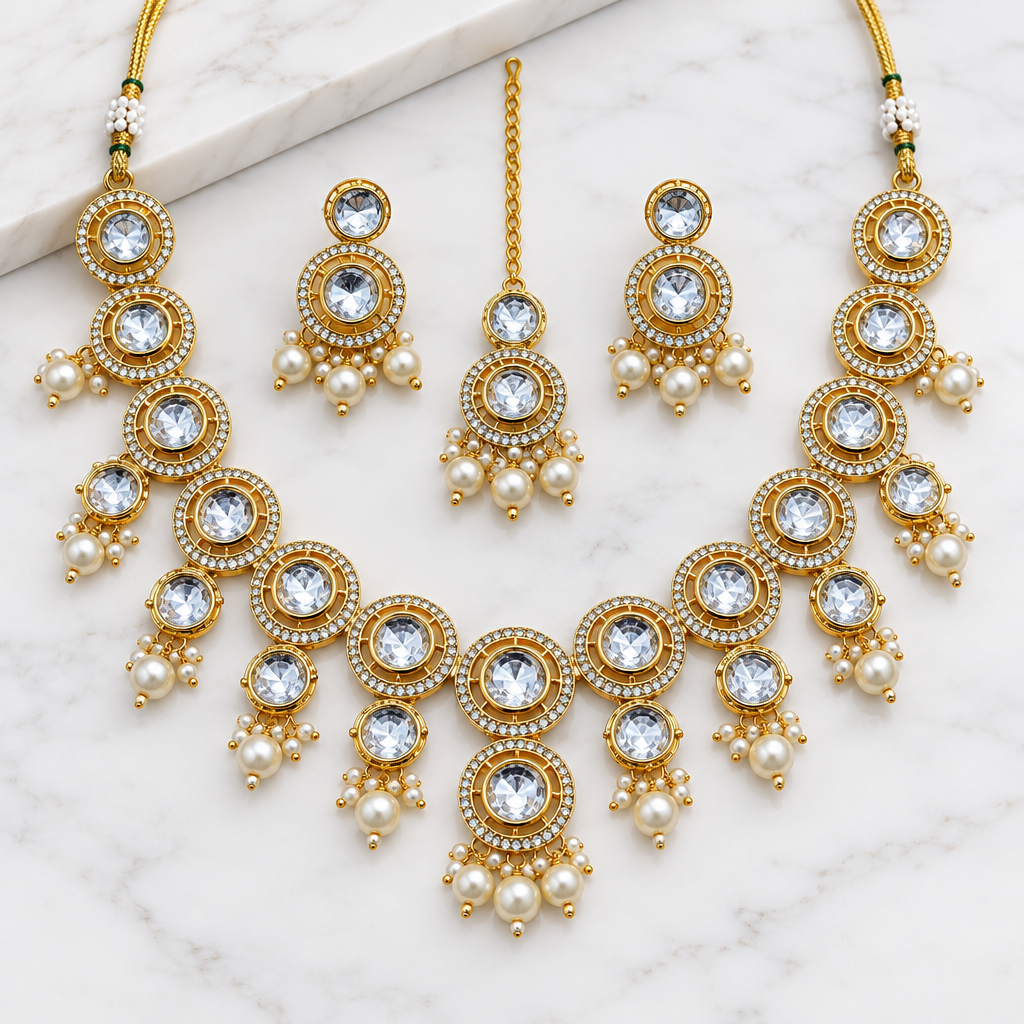 Crystal Kundan Suhani Necklace Set