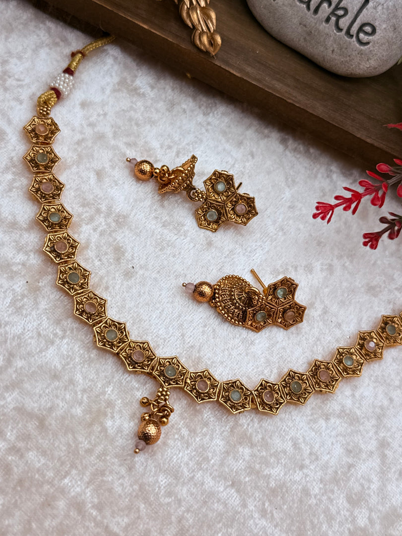 Masiya matte Gold Plated Choker set