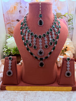 Load image into Gallery viewer, Shuvangi AD emerald Green silver set
