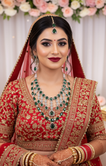 Load image into Gallery viewer, Shuvangi AD emerald Green silver set