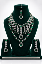 Load image into Gallery viewer, Shuvangi AD emerald Green silver set