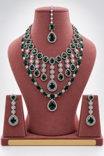 Load image into Gallery viewer, Shuvangi AD emerald Green silver set