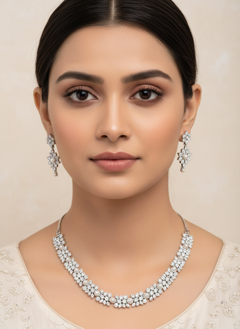 Maina American Diamond Indian Necklace Set