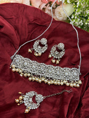 Silver Kundan choker set