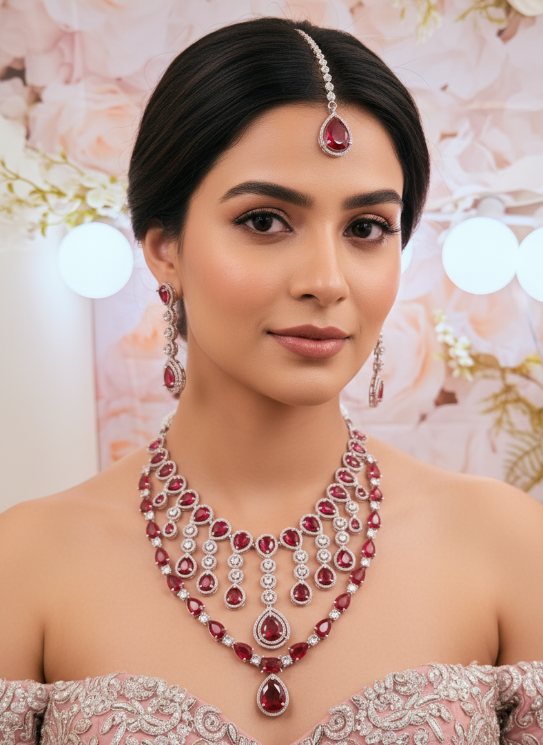 Shuvangi Ruby Silver AD Set