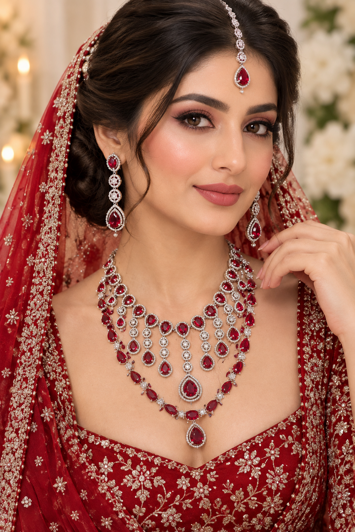 Shuvangi Ruby Silver AD Set