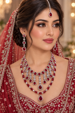 Load image into Gallery viewer, Shuvangi Ruby Silver AD Set
