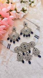 Load image into Gallery viewer, Janvi Navy Blue Silver set