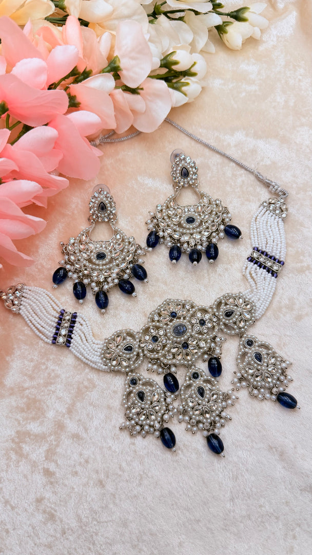 Janvi Navy Blue Silver set