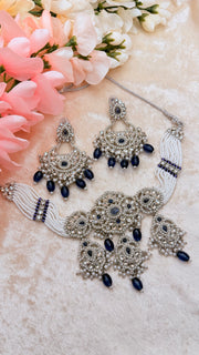 Janvi Navy Blue Silver set