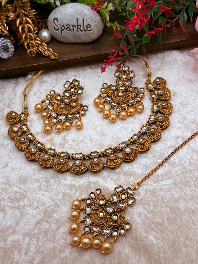 Ambe Matte Gold Temple necklace