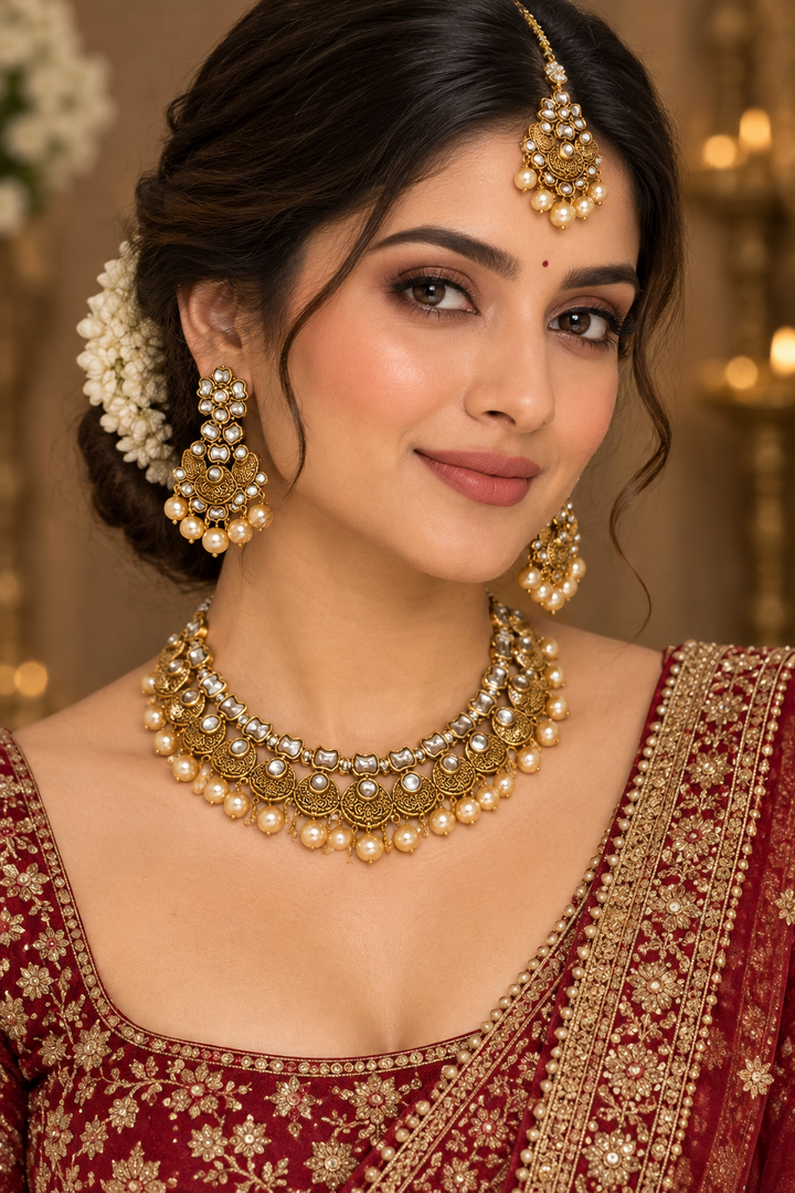 Ambe Matte Gold Temple necklace
