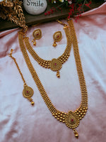 Load image into Gallery viewer, Maruti High Quality Antique Gold Polish long Mala Indian Choker set