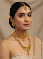 Load image into Gallery viewer, Maruti High Quality Antique Gold Polish long Mala Indian Choker set