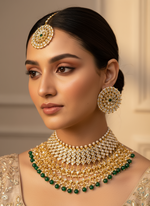 Load image into Gallery viewer, रेशमा कुन्दन आभूषण भारतीय हार सेट
