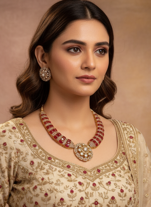 Moissanite polki Necklace set